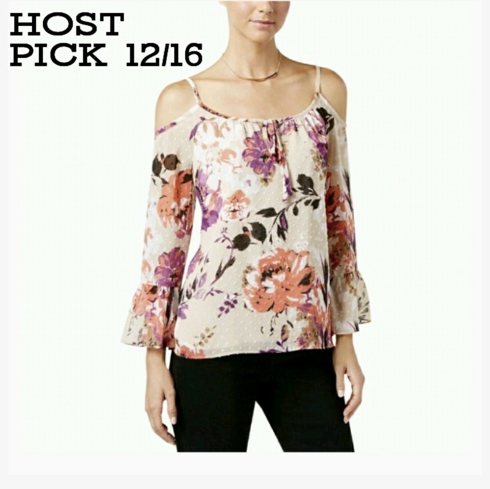 💃Price Drop💃Floral Print Cold Shoulder Blouse